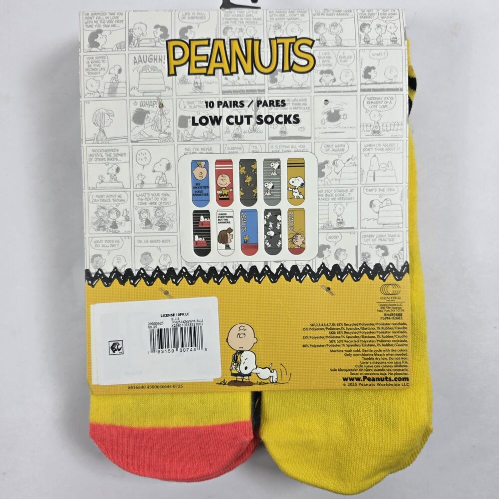 PEANUTS Women's 10 Pair Pack Low Cut Socks Shoe Size 4-10 New Snoopy - Picture 6 of 10